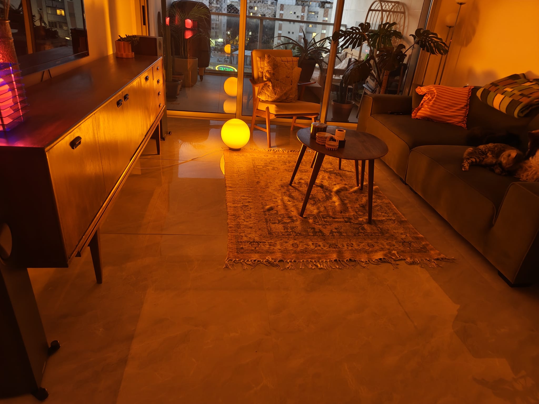 blob lamp on credenza